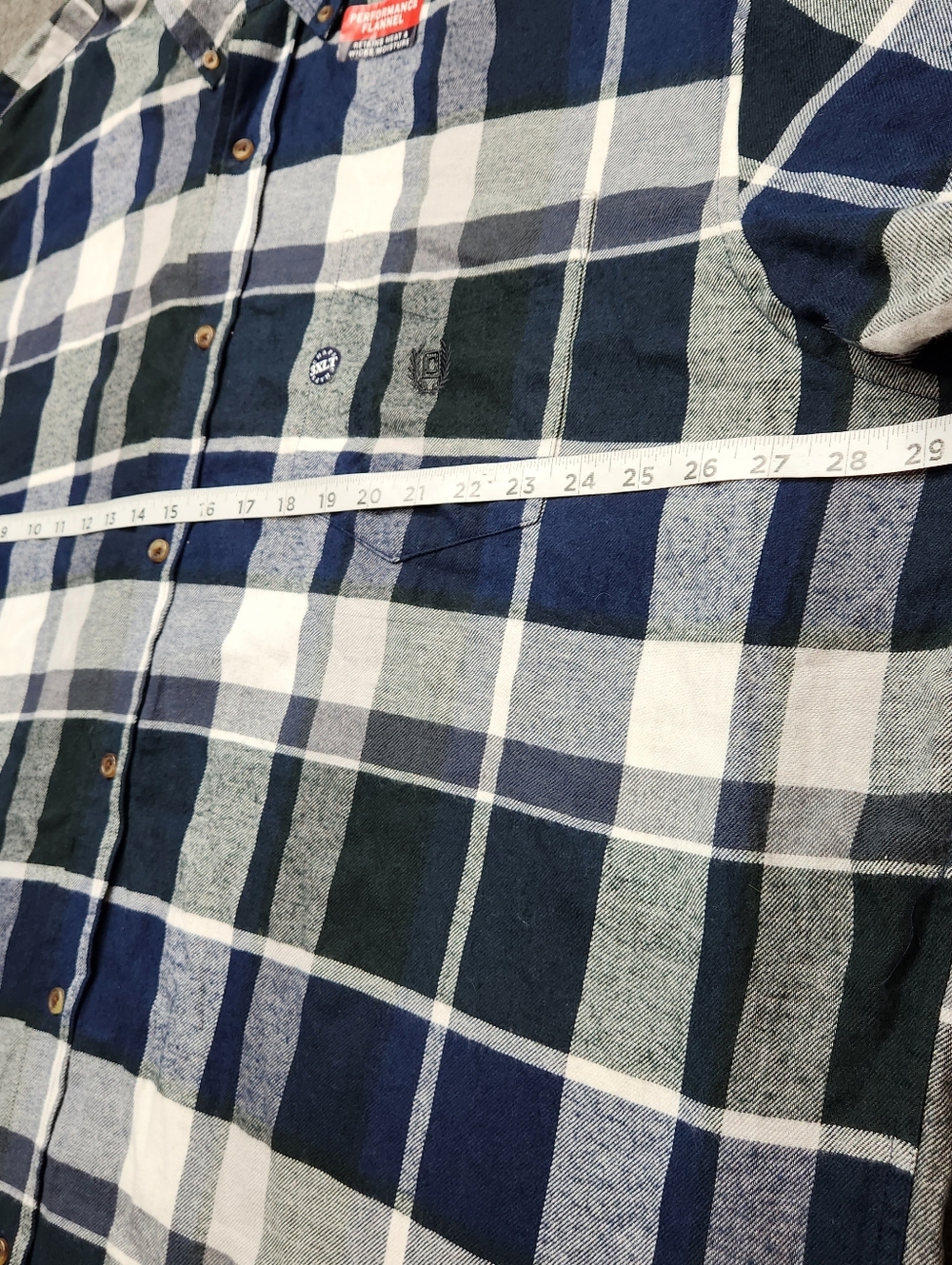 Chaps Performance‎ Flannel Shirt 3XLT Blue Plaid Button Down Big Tall - Picture 3 of 6